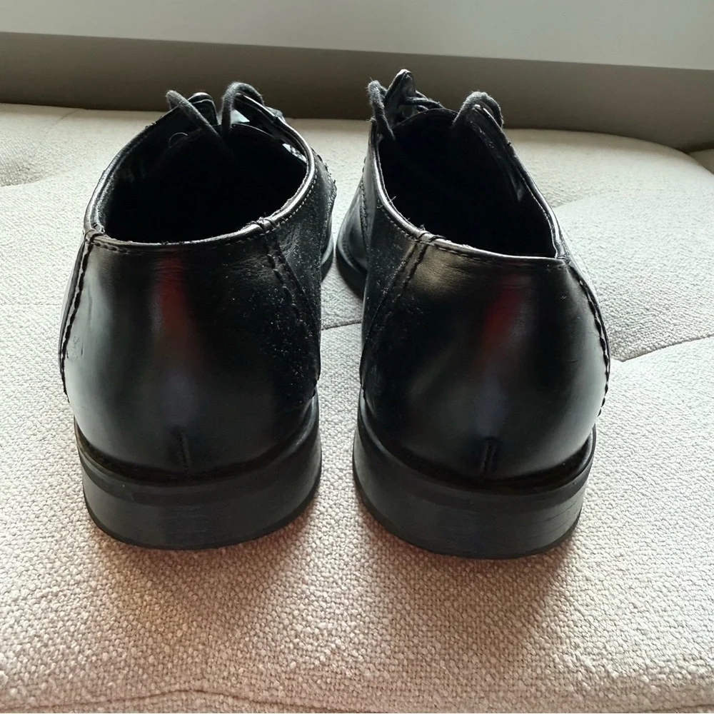 Natha Studio black leather oxford square toe dress shoes shoes size 9M